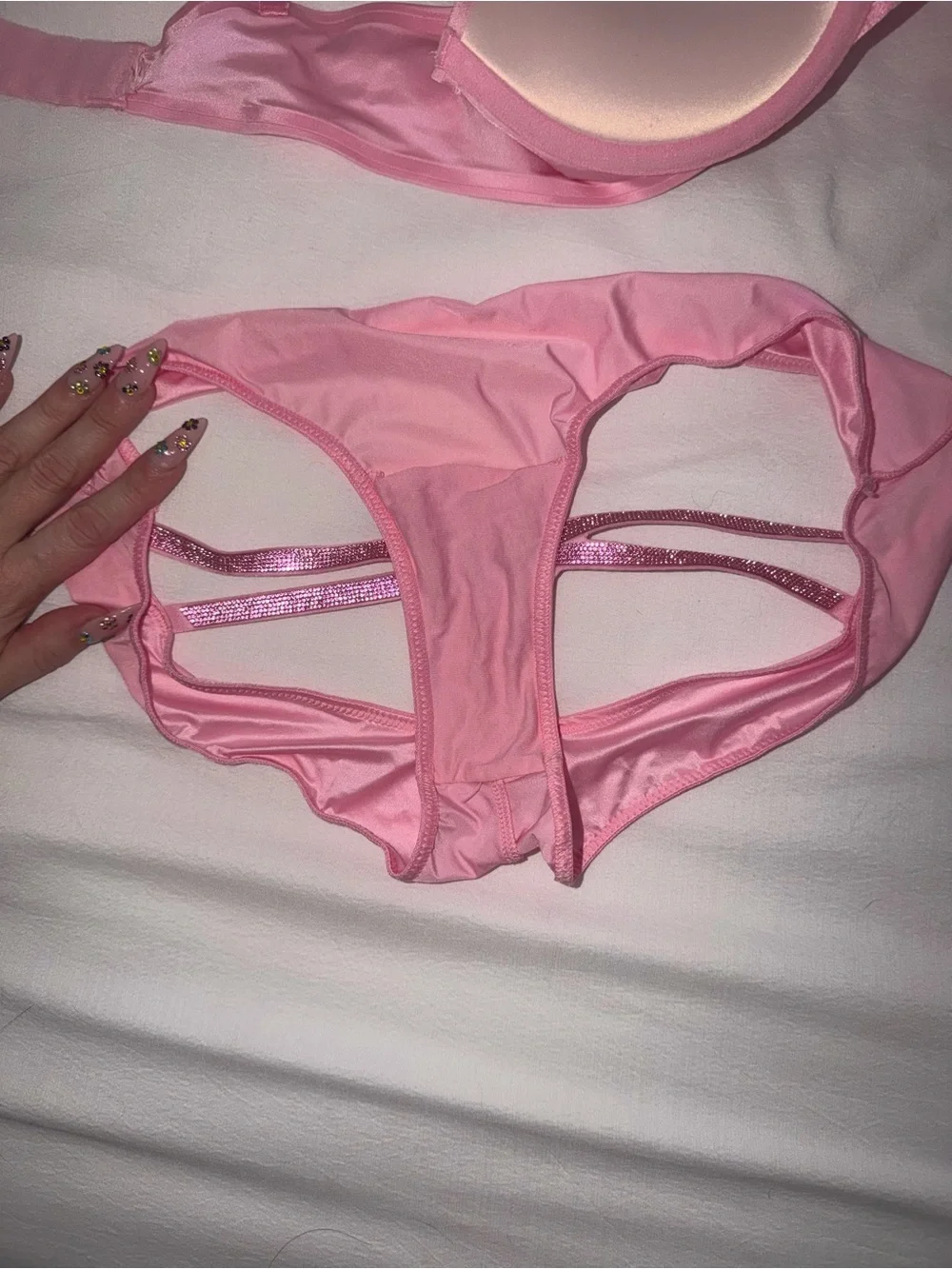 VS Vintage Bow Pink Women's Brief & Push Up Bra